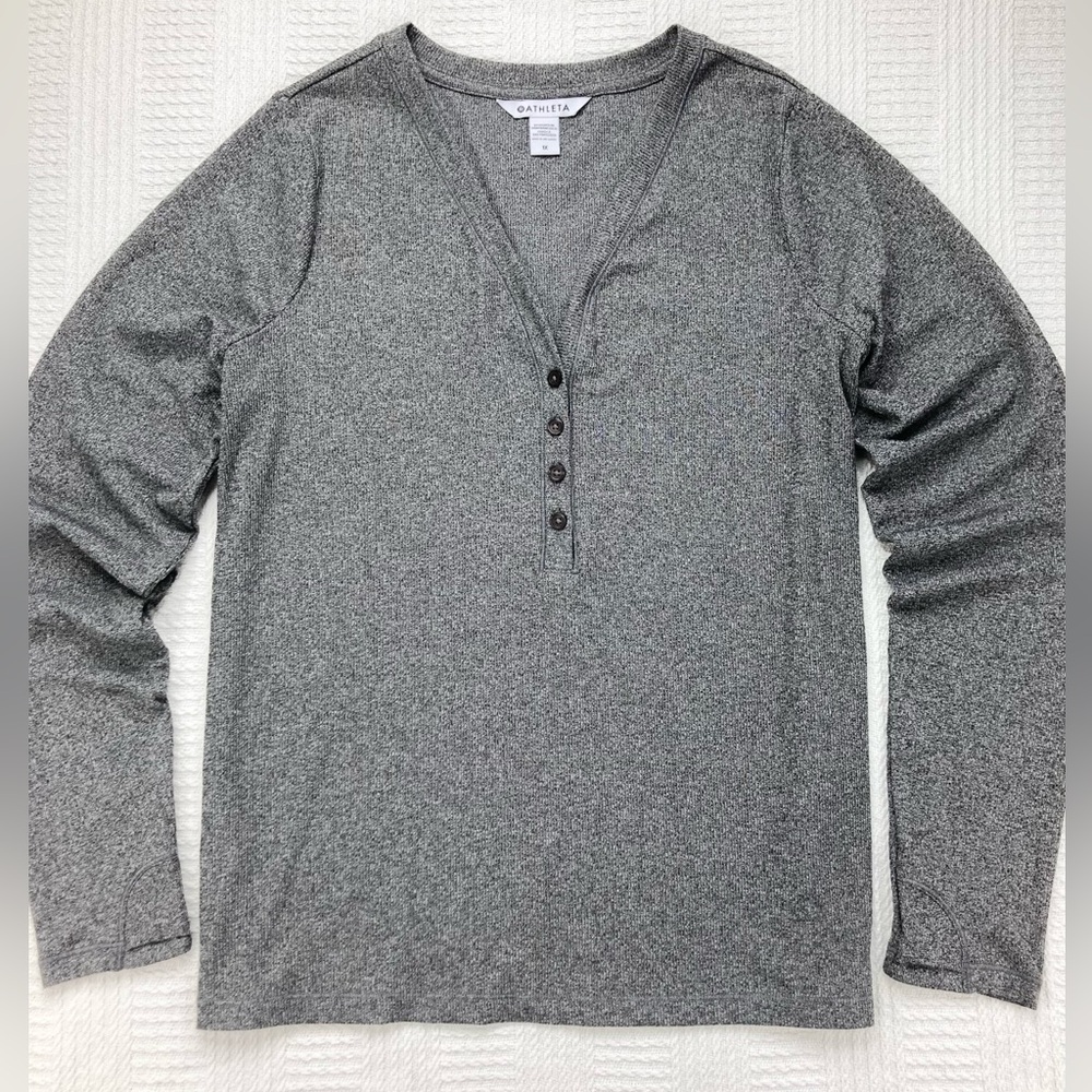 Athleta Shirt Uptempo Ribbed Henley Top Gray Size 1X